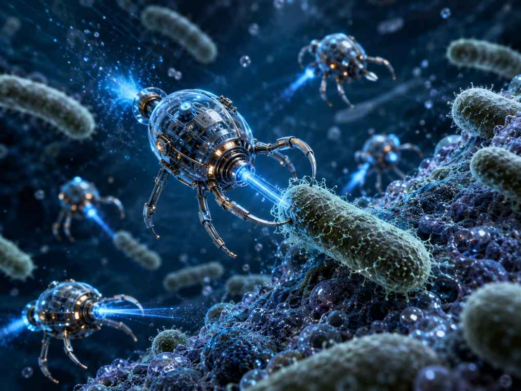 Micro-Robots Scientists Build Tiny Light-Powered Machines That Navigate Liquids to Target Bacteria
