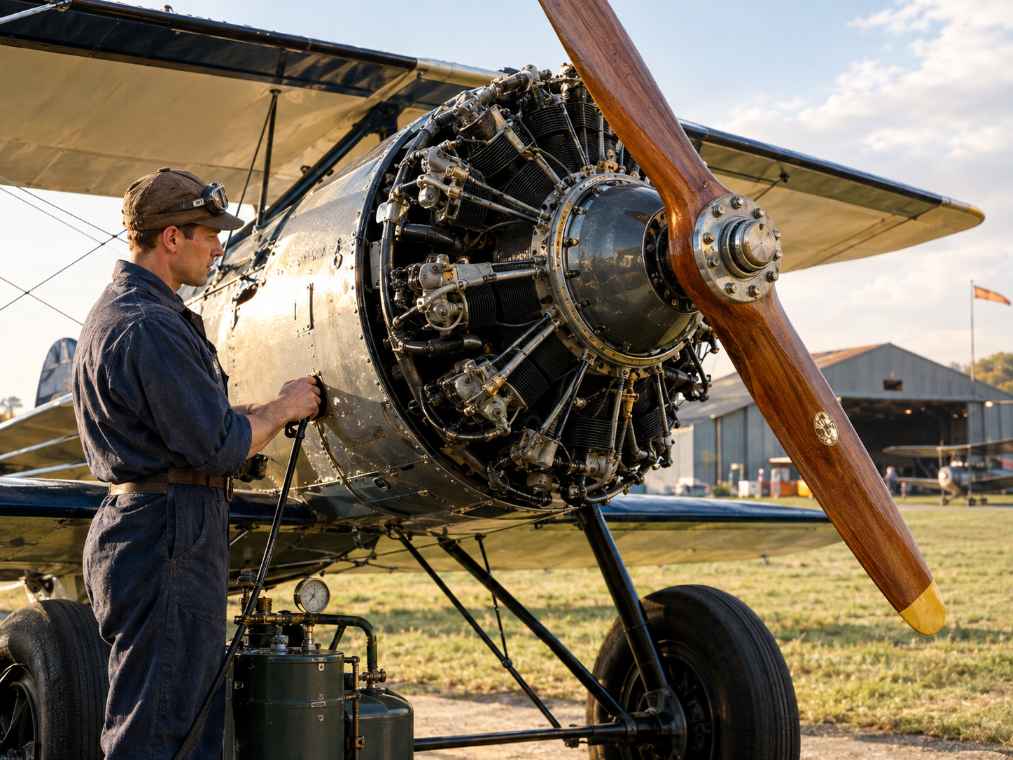 How Are Old Aircraft Engines Started Without an Electric Starter?