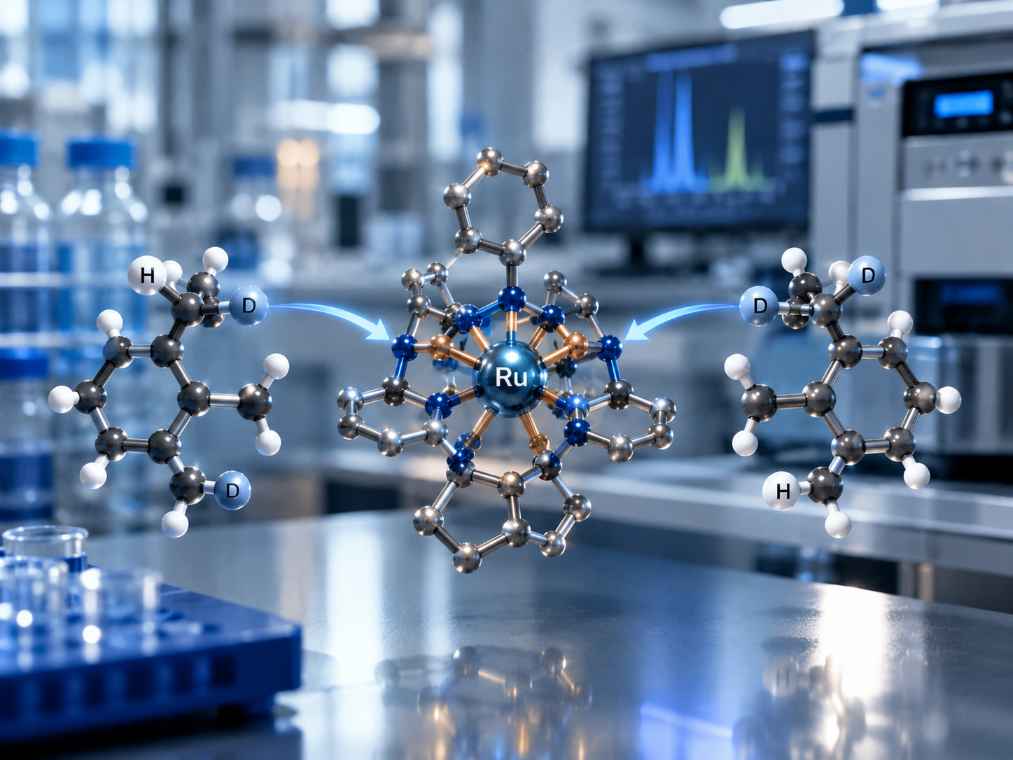 Ruthenium Catalyst Separates Mirror-Image Molecules That Differ Only by Hydrogen Isotopes